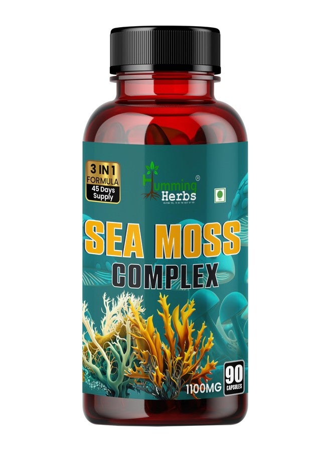 Humming Herbs Sea Moss Complex 90 Capsules - With Irish Sea Moss Powder, Bladderwrack, Burdock Root Extract | Sourced from European Sea's | Bio available Minerals for Thyroid, Skin and Joint Support - Image 1